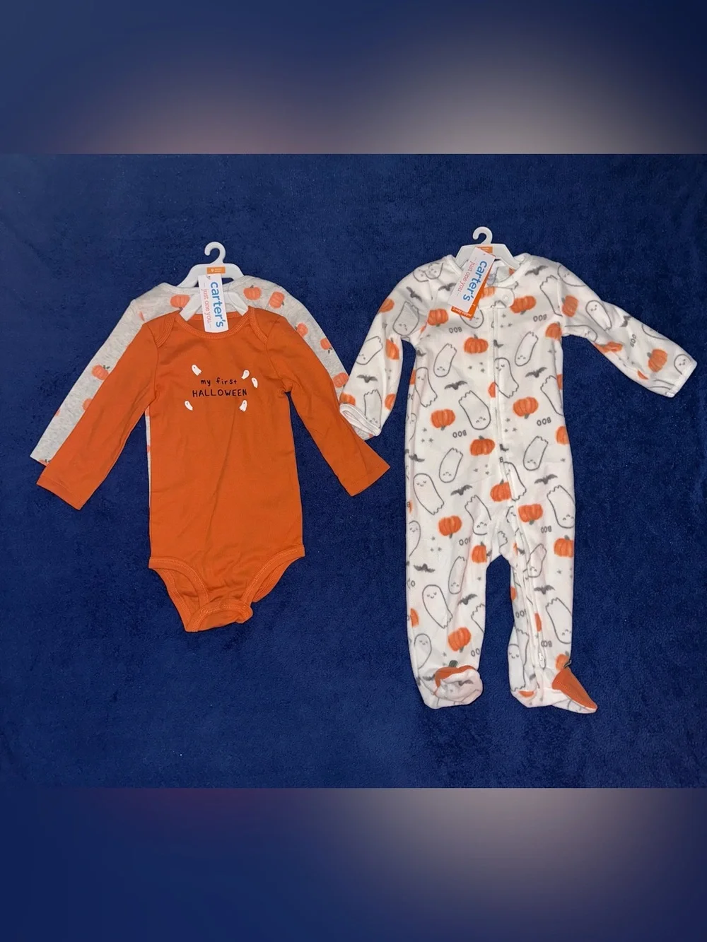 Carter’s Baby First Halloween Long Sleeve Bodysuit Footed Pajama Lot of 3 9M NWT